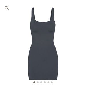 SKIMS Swim Tank Dress in Gunmetal. Size Small (S).
